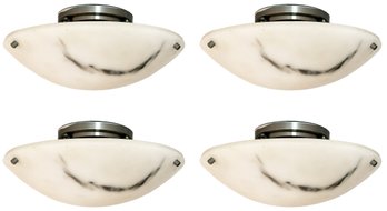 A Set Of 4 Alabaster Flush Mount Ceiling Fixtures - 11' Diameter