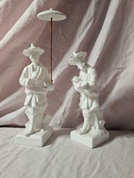 Pair Of Two Vintage Fritz And Floyd Asian Gentlemen In Original Condition With Parasol
