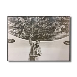 49x35 - Alton Tobey At Work On Ceiling Mural - Mounted Photo Print - Thornton Donovan School New Rochelle