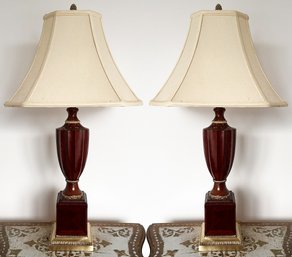 A Pair Of Elegant Urn Form Lamps With Ormolu Trim