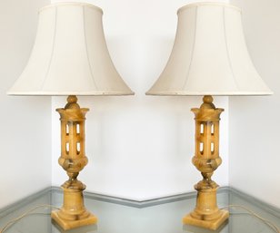 A Pair Of Vintage Onyx Table Lamps