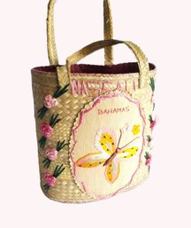 Vintage Bahamas Woven Bamboo Bag