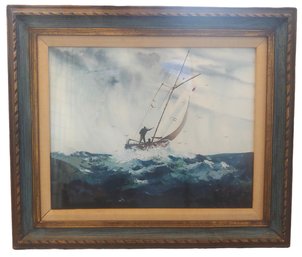 Mary Alice Bale 'Sailing The Deep' Vintage Acrylic & Watercolor Painting