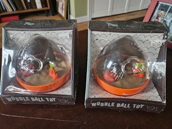 144 - Pair Of New Wobble Ball Dog Toys In Sealed Packaging