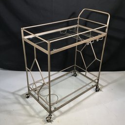 Metal Bar Cart With Glass Shelves