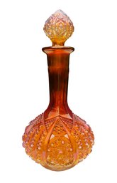 Very Rare Vintage Marigold Amberina Carnival Glass Barber Bottle With Stopper