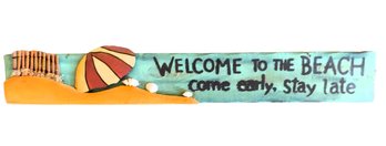 Carved Hand Painted Wooden Welcome To The Beach 32' Water Sign