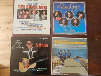 #100 - Lot Of 4 Vintage 1960's Early Rock & Roll Record Albums (Beach Boys, Lettermen, Roy Orbison)