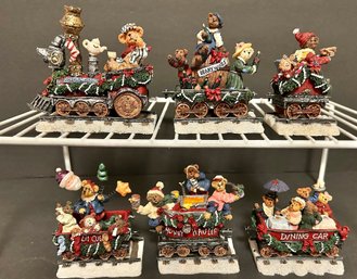 Danbury Mint Boyds Xpress Porcelain Holiday Train With Boyds Bears In 6 Different Railroad Cars Original Box