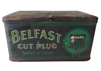 Vintage Antique Belfast Cut Plug Cigars Smoke Or Chew Tobacco Tin