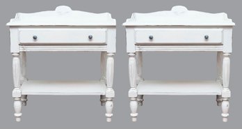 Pair Of 2  Lane  Shabby Chic White Nightstands With One Drawer And One Shelf