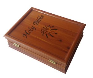 Leatherbound Holy Bible Dove Of Peace Catholic Edition In Wooden Box