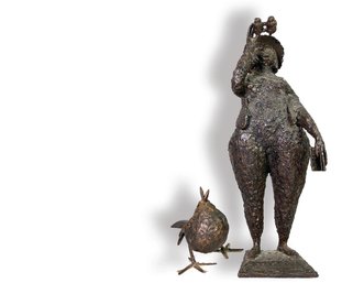 Bud Hambleton American 1909-2002 Steel Sculpture - The Birdwatcher With Bird