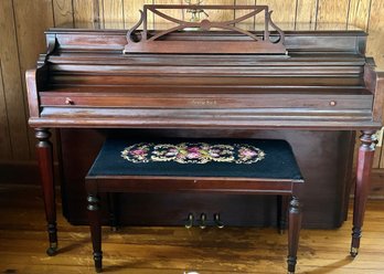 VTG George Steck Console Piano Needlepoint Bench Hammers -Keys Work Well ( IMPORTANT: READ DESCRIPTION)