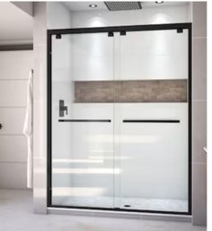 DreamLine Encore 56-in To 60-in X 76-in Double Semi-frameless Sliding Satin Black Alcove Shower Door