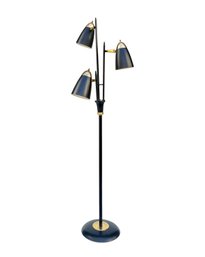 Mid-century Gerald Thurston Style Black And Gold Floor Lamp