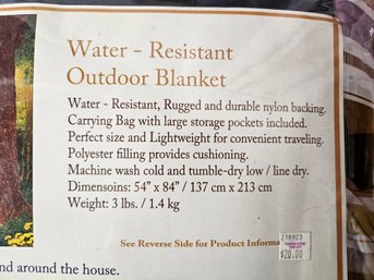 Outdoor Water Resistant Blanket - Brand New