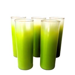 Set Of 5 Vintage Mid Century Blendo 7' Lime Green Highball  Glasses