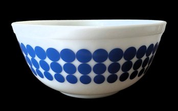 Vintage Mid Century Pyrex Blue Polka Dot 2 1/2 Quart Mixing Bowl