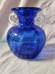 Small Handblown Blue Vase 5.5 Inches Tall