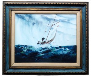 Mary Alice Bale 'Sailing The Deep' Vintage Acrylic & Watercolor Painting