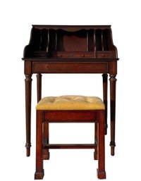 Bombay Company Writing Desk With Button Tufted Velour Stool