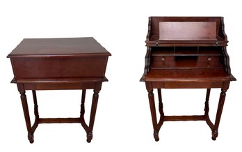 Compact Vintage Mahogany Accent Desk From Bombay