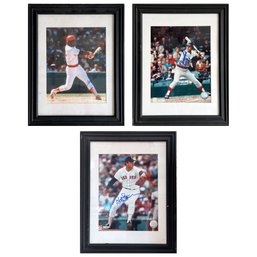 3 Boston Red Sox Autographed Framed Photos Of Bob Stanley, Jim Rice And Bernie Carbo