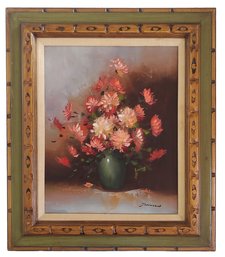 Beautiful Vintage Still Life Bouquet Of Flowers Oil Painting Signed Johnson
