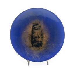 Bovano Blue Enamel Dish With Clipper Ship