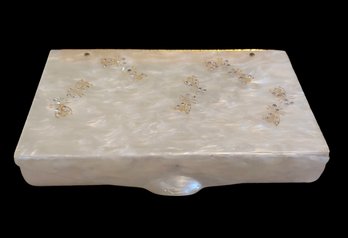 Vintage MOP Mother Of Pearl Jeweled Butterfly Lidded Dresser Box