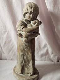 Vintage - Austin Productions Sculpture, Child With Teddy Bear, 1975