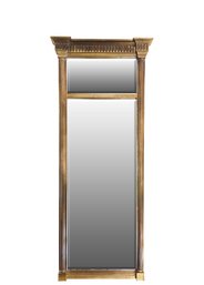 Regency Style Gilt Beveled Mirror With Column Flanks