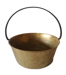 Antique Iron Handled Brass Pail  Boiler Pot