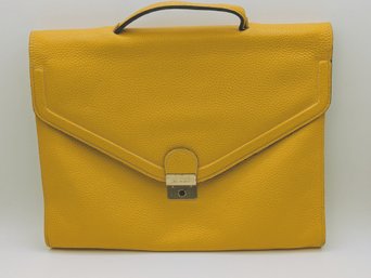 Designer Yellow Leather Briefcase By La Bagagerie