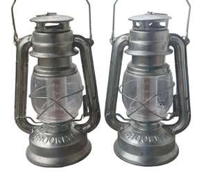 Pair Olde Brooklyn Battery Operated LED Lanterns