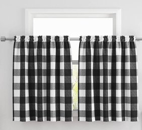 Buffalo Check Black And White Farmhouse Curtains - 2 Panels (One Pair)