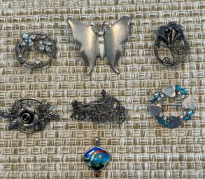 Gorgeous Lot If Designer Signed Sterling Silver Enamel Van Dell Beau Brooches Flowers Butterfly (17)