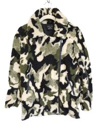 Women's Love Tree Fleece Sherpa Camo Print Pea Coat Size Small