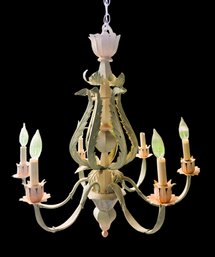 Very Cool Large Vintage Metal Shabby Chic 6 Light Tulip Chandelier