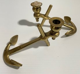 Vintage Brass Anchor Display Candlesticks