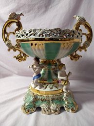 Elegant Italian Porcelain Capodimonte Style Compote Bowl