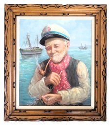 American Cape Cod Artist Joseph Glotzer (1925-2007) Grizzled Sea Captain Oil Painting