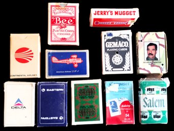 Lot Of 11 Vintage Playing Card Decks Including Airlines, Casino Etc