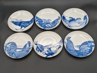 Boxed Set Of Caskata Canape Plates W/ Roosters