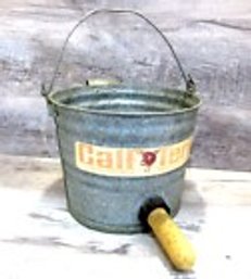 VINTAGE RUSTIC GALVANIZED DECOR CALF-TERIA Calf FARM MILKING FEED BUCKET COUNTRY #1