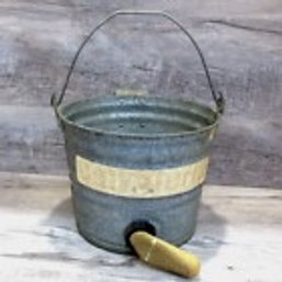 VINTAGE RUSTIC GALVANIZED CALF-TERIA Calf Weaning FARM MILKING FEED BUCKET #2