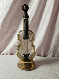 Beautiful Vintage Violin Decanter Bottle With Music Box On Bottom, Plays Wonderfully
