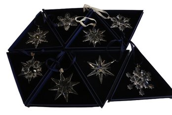 Set Of Eight Swarovski Crystal Snowflake Ornaments