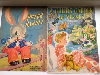 2 Vintage Children's Books Peter Rabbit (1940)  And Child's Garden Of Verses (1939)